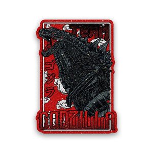 Godzilla Majestic Black & Red Glitter Sticker