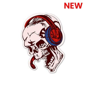 Skull Listening Music Sticker